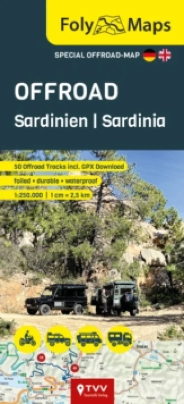 Image of FolyMaps OFFROAD Sardinia 1:250,000 : Special map with over 60 off-road tracks Sheet map, folded