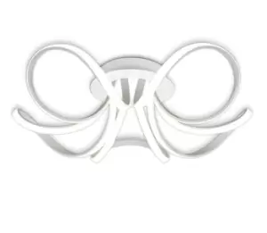 Image of Knot Semi Flush Ceiling Light 74cm Round 5 Looped Arms 60W LED 2800K, 4800lm, Dimmable, White, Frosted Acrylic