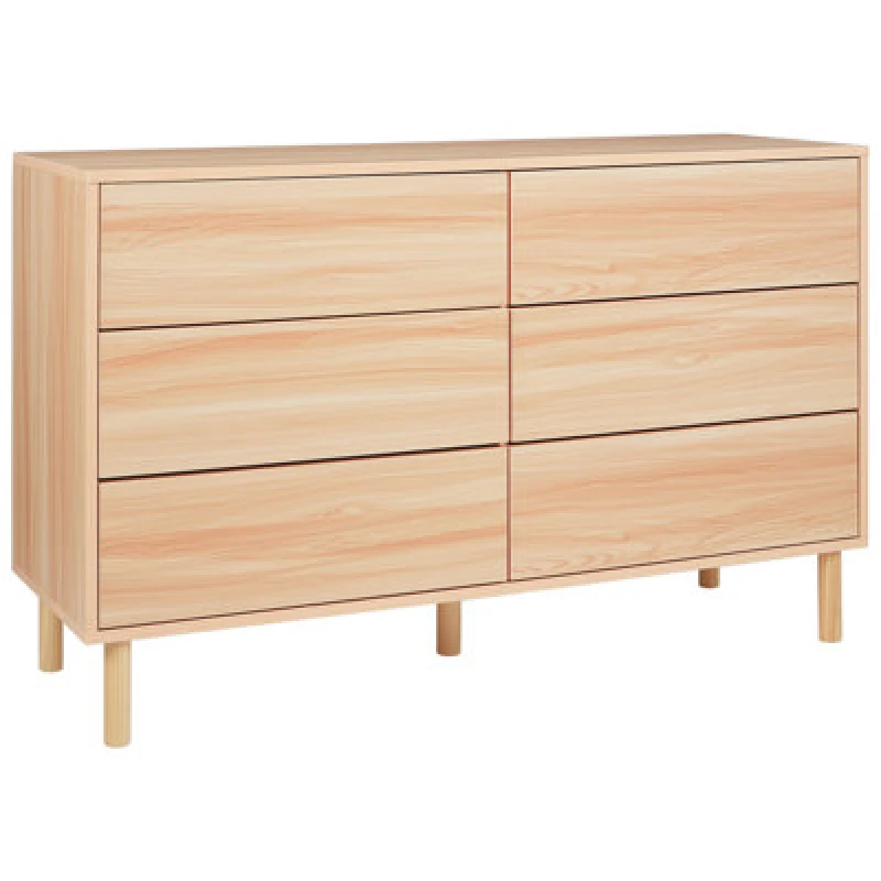 Image of Beliani 6 Drawer Chest Sharpe Light Brown