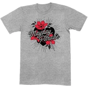Image of Mayday Parade - Heart and Flowers Unisex Medium T-Shirt - Grey