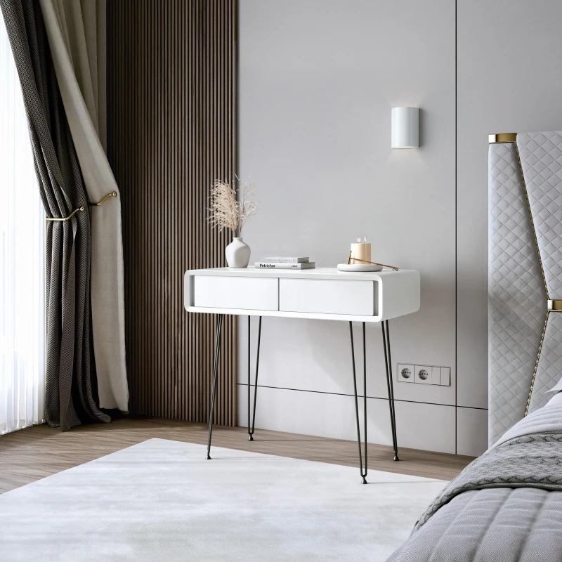 Image of CARME HOME Piper White 2 Drawers Dressing Table White Unisex