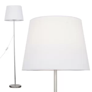Image of Charlie Brushed Chrome Floor Lamp with White Aspen Shade