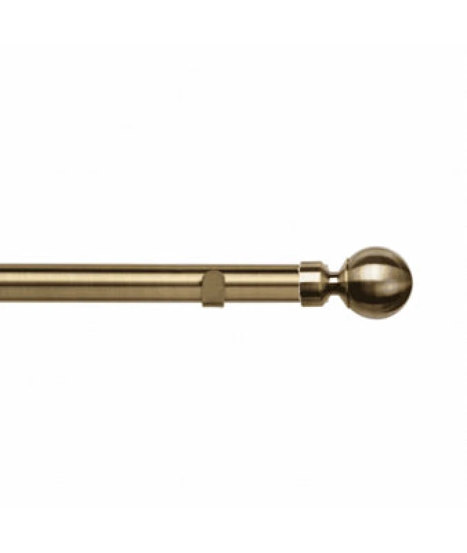 Image of Unknown 28mm Fixed Length Metal Eyelet Curtain Pole Set In Antique Brass - Met Ball Finial, 70Cm