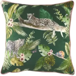 Image of Evans Lichfield - Jungle Leopard Cushion Green - Green