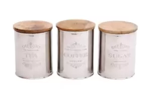 Image of Set Of Three Silver Tea Coffee Sugar Containers