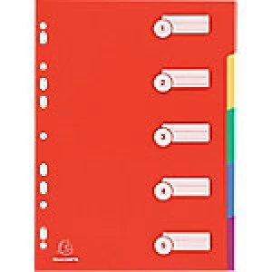 Image of Exacompta Dividers 4905E A4 Multicolour 5 tabs 4 holes polypropylene blank