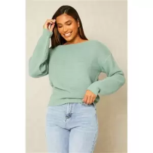 Image of I Saw It First Sage Basic Knitted Off Shoulder Jumper - Green