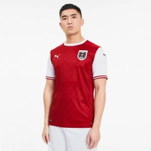 Image of PUMA Austria Mens Home Replica Jersey, Chili Red Pepper/White, size Large, Clothing