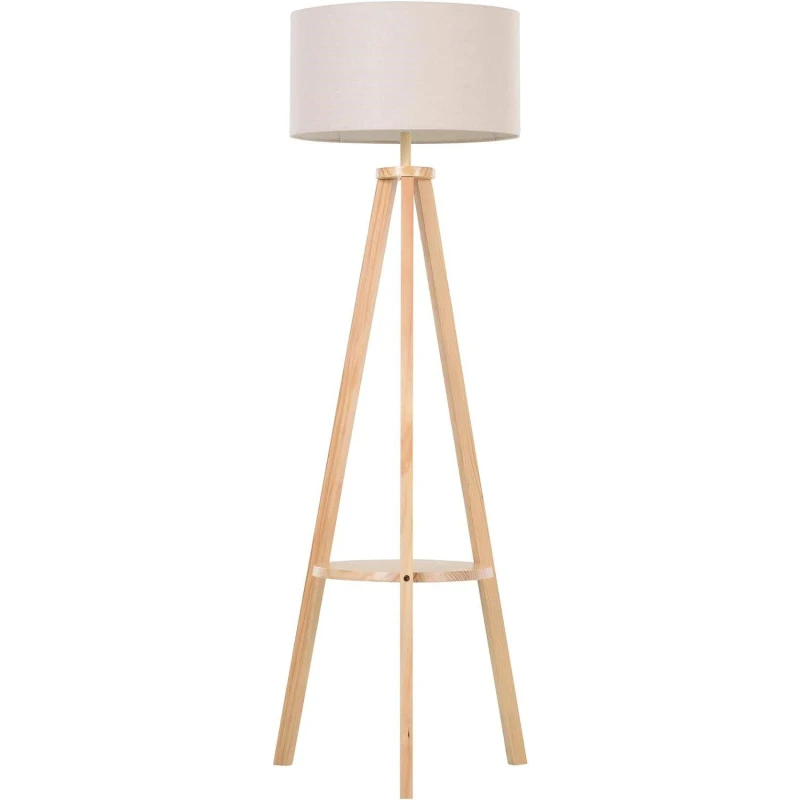 Image of HOMCOM HOMCOM Free Standing Tripod Floor Lamp With Shelf - Cream Cream One Size