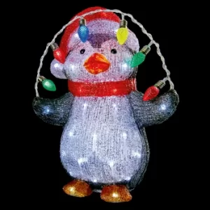 Image of 38cm Lit 50 LED Acrylic Penguin White