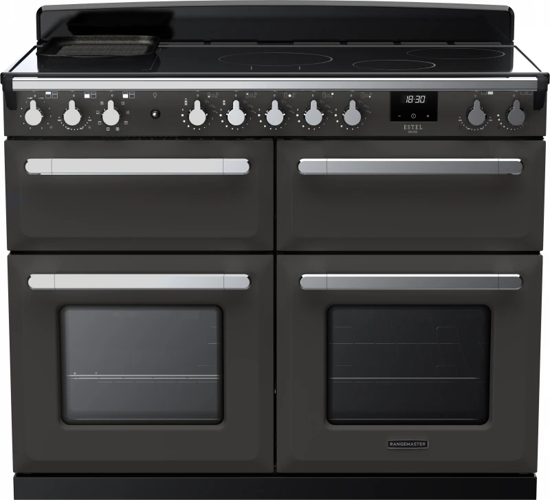 Image of Rangemaster Estel Deluxe ESDLB110EIPSLT/CM1 110cm Electric Range Cooker with Induction Hob - Slate / Chrome - A Rated