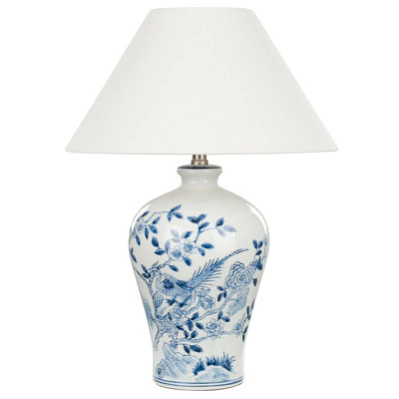 Image of Beliani Table Lamp Magros Porcelain White/ Blue