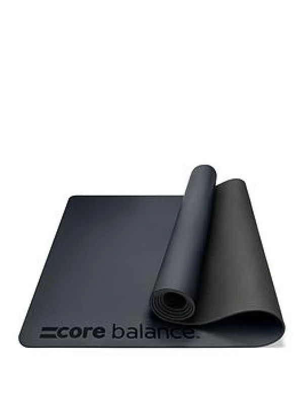 Image of Core Balance Rubber Yoga Mat Exercise Fitness Non Slip Extra Wide With Strap Black