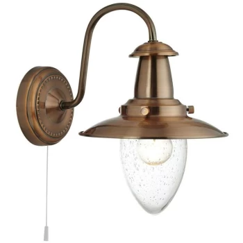 Image of Searchlight Fisherman - 1 Light Wall Light Copper with Seeded Glass Shade, E27