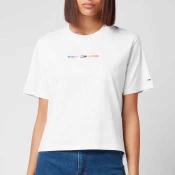 Image of Tommy Jeans Womens Tjw Bxy Crop Multi Linear Tee - White - S