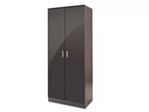 Image of GFW Ottawa Black High Gloss 2 Door Double Wardrobe Flat Packed