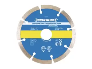 Image of Silverline 394979 Concrete & Stone Cutting Diamond Blade 115 x 22.23mm Segmented Rim
