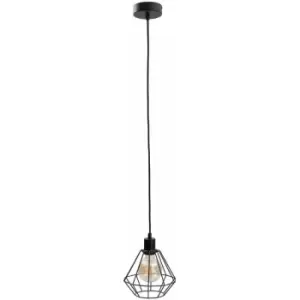 Image of Keter Lighting - Keter Foskal Wire Frame Pendant Ceiling Light Black, 20cm, 1x E27