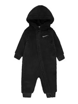 Image of Nike Newborn Boys Nsw Frosty Fun Sherpa All In One Coverall, Black, Size 24 Months