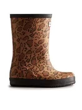 Image of Hunter Original First Hybrid Leopard Wellington Boot, Multi, Size 7 Younger