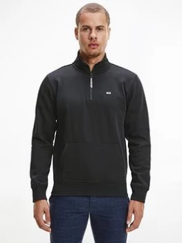 Image of Tommy Jeans Solid Quarter Zip Sweat Top - Black Size M Men