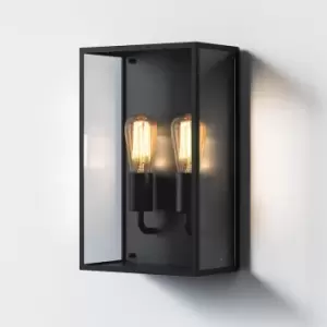 Image of Astro Messina Twin Half Lantern Outdoor Wall Light - Textured Black