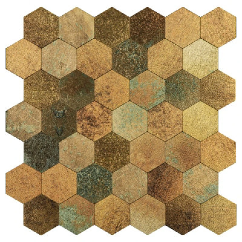 Image of Ener-J Hexagon Mixed Bronze Peel And Stick Aluminium Tile Pack Of 4