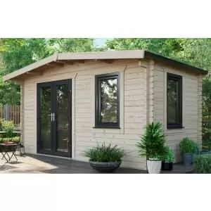 Image of Power Sheds 8 x 14ft Left Hand Door Apex Chalet Log Cabin