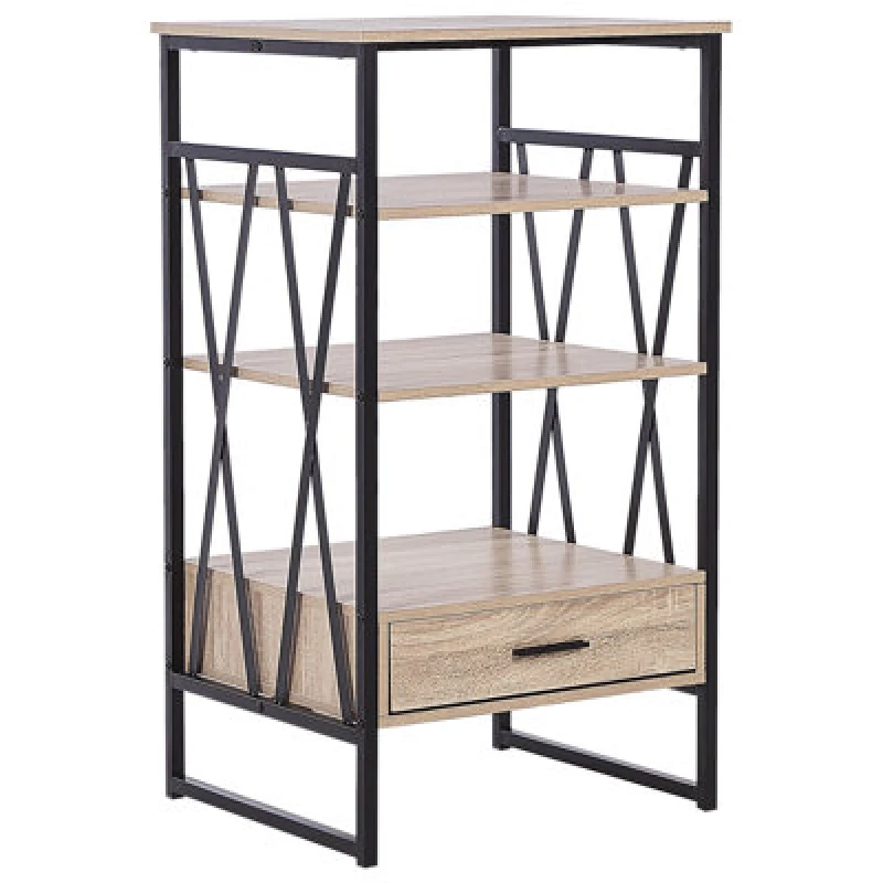 Image of Beliani 3 Tier Shelving Unit Keene 101cm Light Brown