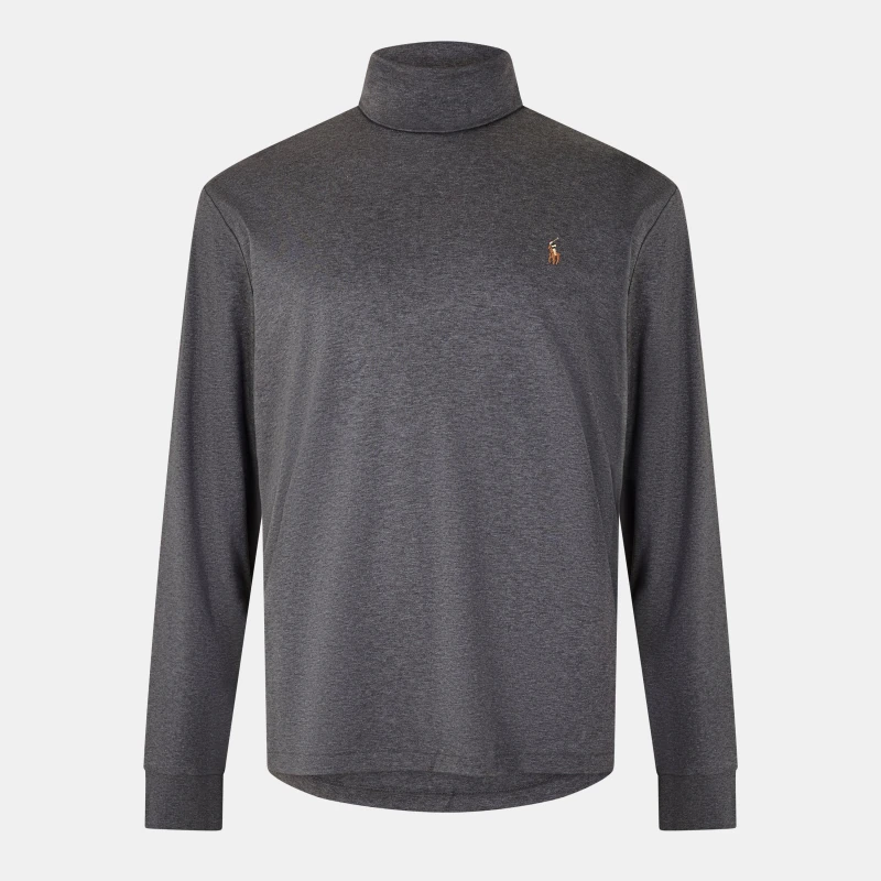 Image of Polo Ralph Lauren Soft Cotton Roll Neck Jumper Barclay Heather male M