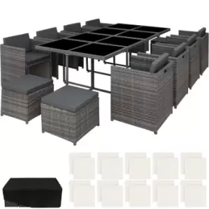 Image of Tectake New Orleans Rattan Garden Dining Set - Grey