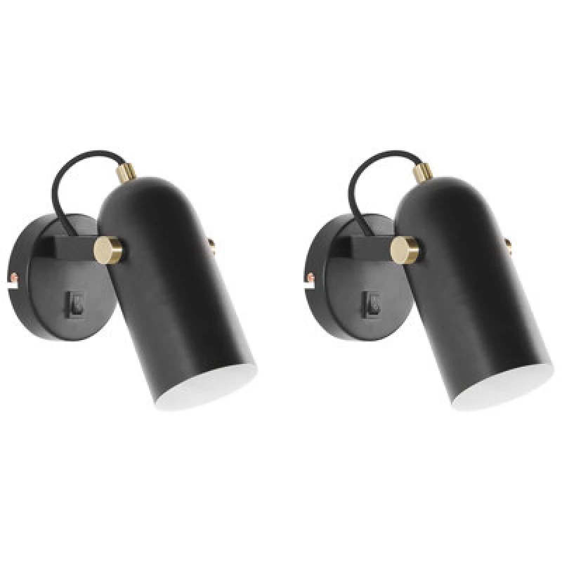 Image of Beliani Set Of 2 Spotlight Lamps Tyria Adjustable Metal Black