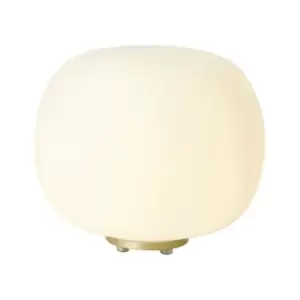 Image of Luminosa Cheektowaga Medium Oval Ball Table Lamp E27 Satin Gold Base With Frosted White Glass Globe