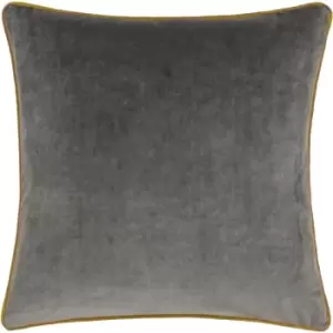 Image of Paoletti Meridian Velvet Cushion Charcoal/Moss - Charcoal/Moss