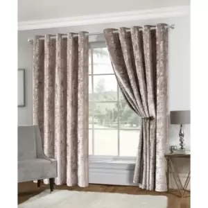 Image of Isabella Rose Amelia Crushed Velvet Eyelet Curtains - Mink - 167cm (66") X 183cm (72") TJ Hughes