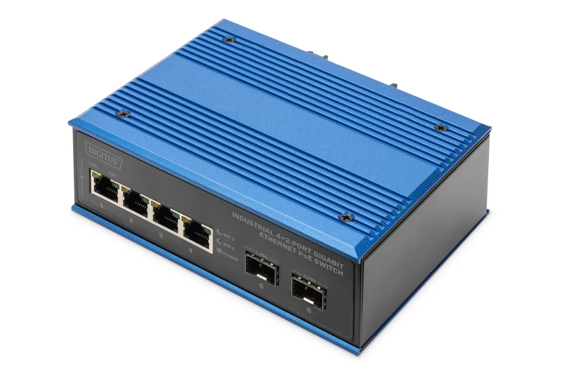 Image of Digitus Industrial 4+2 port Gigabit Ethernet PoE switch