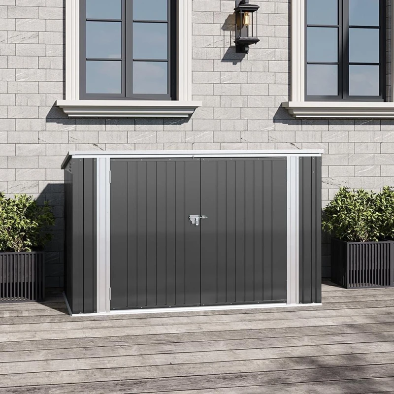 Image of Breeins Outdoor 7x3fts Metal Bike Shed Charcoal Black L
