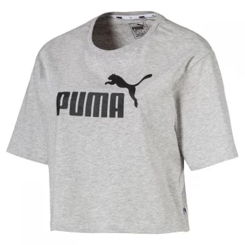 Image of Puma Essential Logo Crop T Shirt - Grey Heather