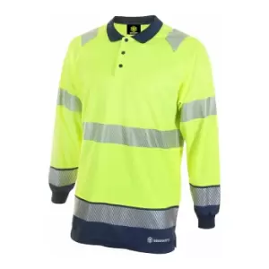 Image of Hivis two tone polo shirt l/s sat yell/nvy lge - Saturn Yellow / Navy - Saturn Yellow / Navy - Beeswift