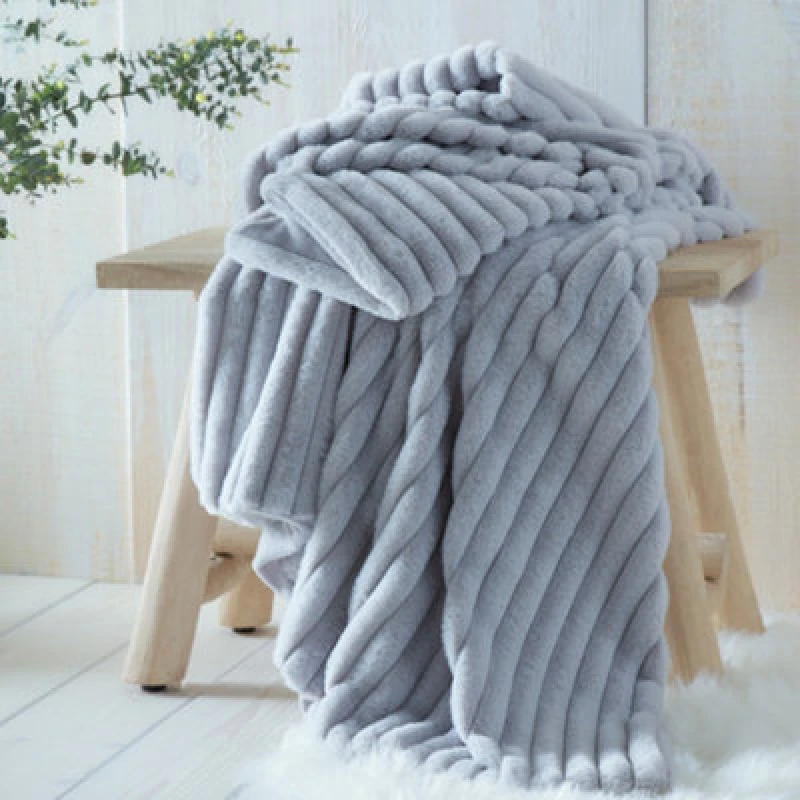 Image of Appletree Morritz Super Soft Grey Faux Fur Throw