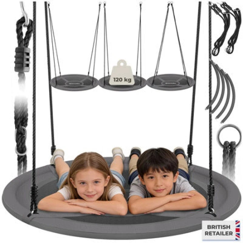 Image of Tectake Swing - 120 Kg Weight Capacity, Height-Adjustable 120 Cm - Grey/black