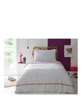 Image of Appletree Pom Pom Stripe Duvet Cover Set - Single, Multi