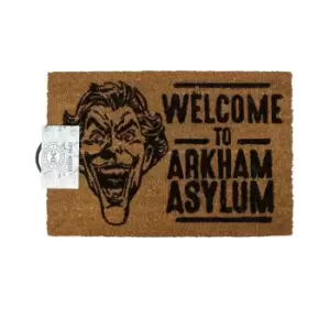 Image of Batman Official The Joker Welcome To Arkham Door Mat (One Size) (Brown)