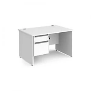 Image of Dams International Straight Desk with White MFC Top and Silver Frame Panel Legs and 2 Lockable Drawer Pedestal Contract 25 1200 x 800 x 725mm