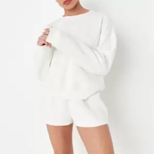 Image of Missguided Petite Sweatshirt And Shorts Loungewear Set - Cream