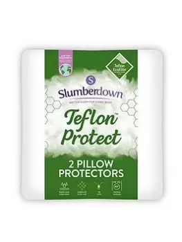 Image of Slumberdown Teflon 2 Pack Pillow Protector - White