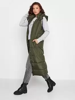 Image of Long Tall Sally Midaxi Padded Gilet - Green, Size 14, Women