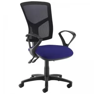 Image of Senza high mesh back operator chair with fixed arms - Ocean Blue