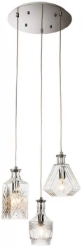 Image of 3 Light Ceiling Cluster Pendant Chrome, Clear Decorative Glass, E14