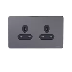 Image of Schneider USFP 13A Single Pole 2G Unswitched Socket Black Insert Black Nickel - GU3460BBN